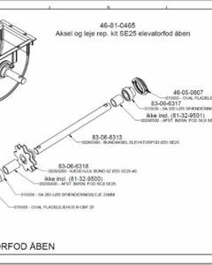Shaft and bearing rep. kit, Elevator foot SE25 open M&M